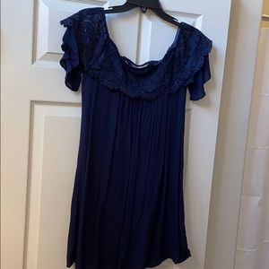 Navy Blue off-the-shoulder dress